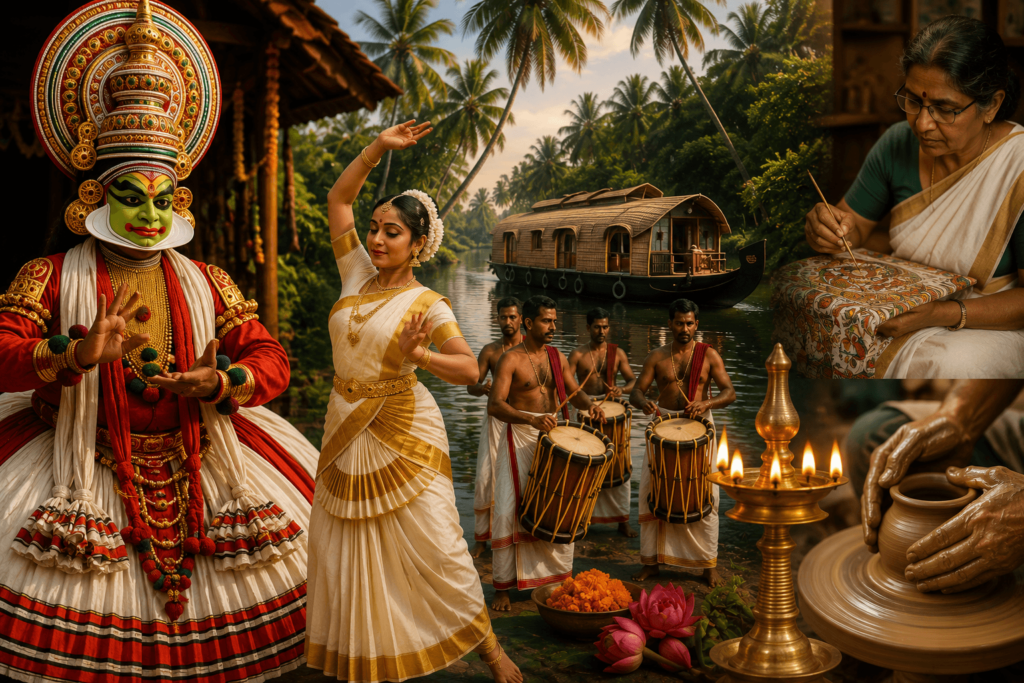South Indian Culture featuring traditional art, food, festivals, dance and colorful cultural traditions
