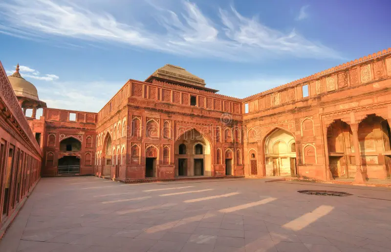 Agra Taj Mahal and Mughal heritage architecture.